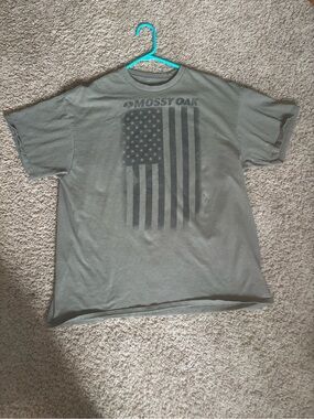 Mossy Oak Olive Green Short Sleeve Flag Tee
